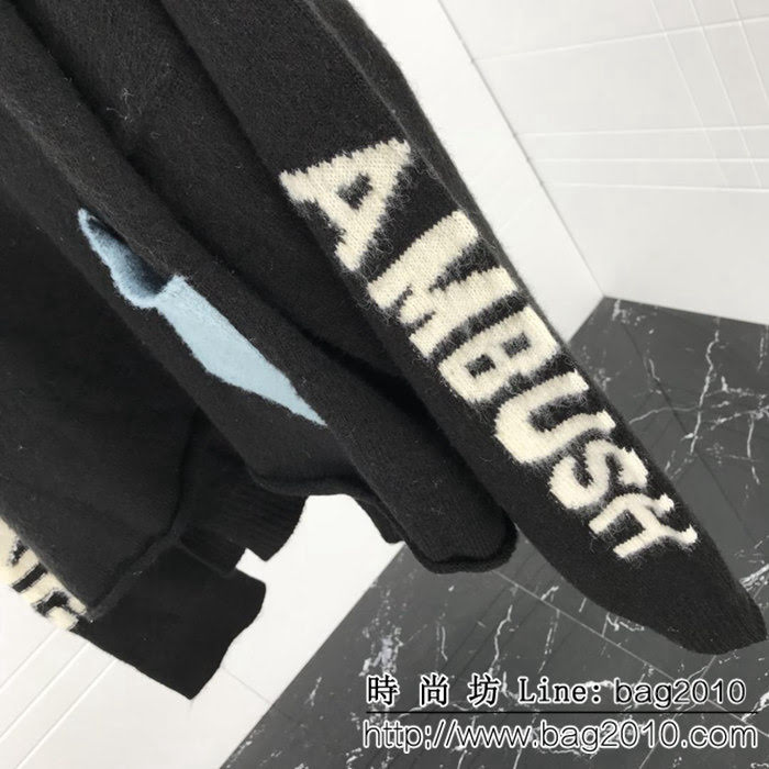 AMBUSH18SS 高領純羊毛毛衣 袖子提花LOGO 前後不規則長短剪裁工藝 原版寬鬆版 高版本情侶款 ydi2311